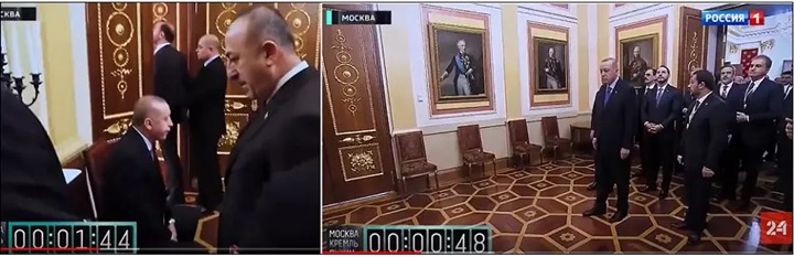 Video zeigt, wie Putin den türkischen Präsident Erdogan vor ihrem letzten Treffen gedemütigt hat