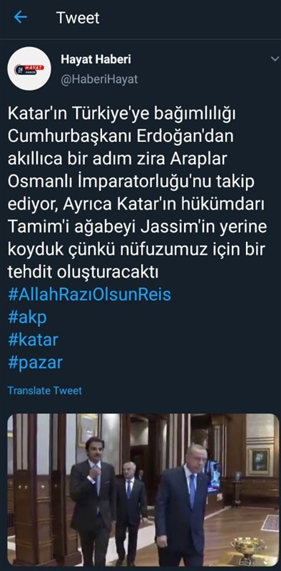 Die Partei für Entwicklung und Gerechtigkeit entlarvt Erdogan und Tamim mit einem Tweet