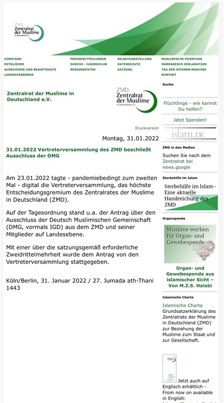 Der Islamische Zentralrat schließt die deutsche muslimische Gemeinde aus